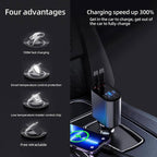 4-in-1 Retractable Fast Car Charger -120W