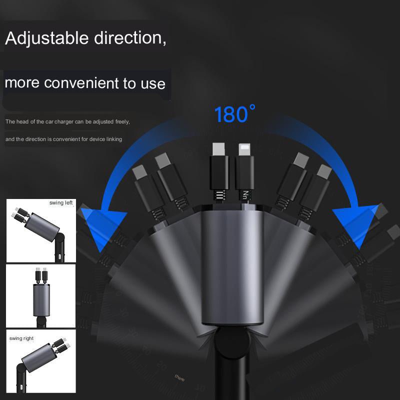 4-in-1 Retractable Fast Car Charger -120W